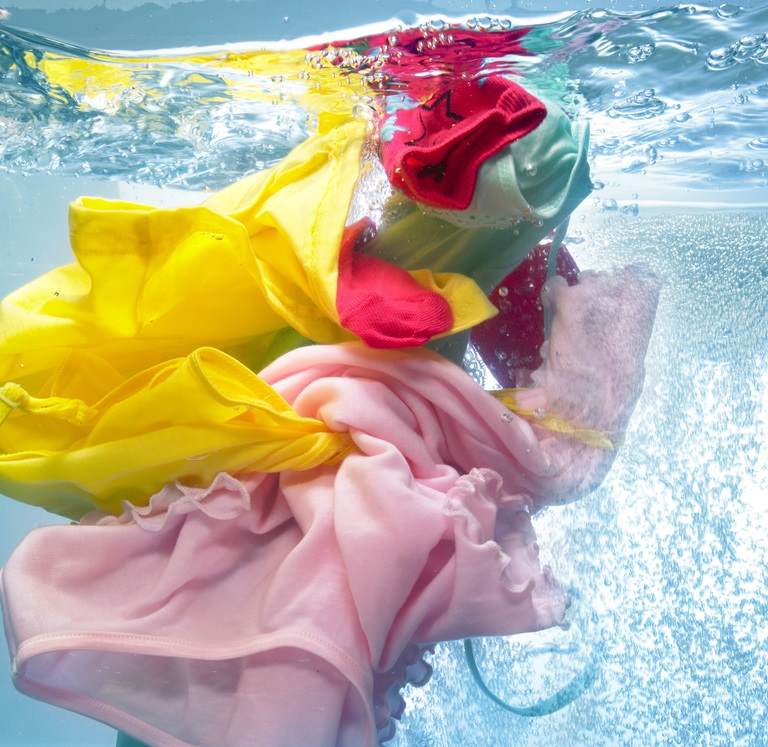 clothes submerged in water